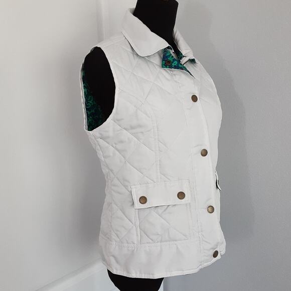 Caribbean Joe Winter White Puffer Vest Quilted Reversible Utility Women S Petite - Picture 3 of 12